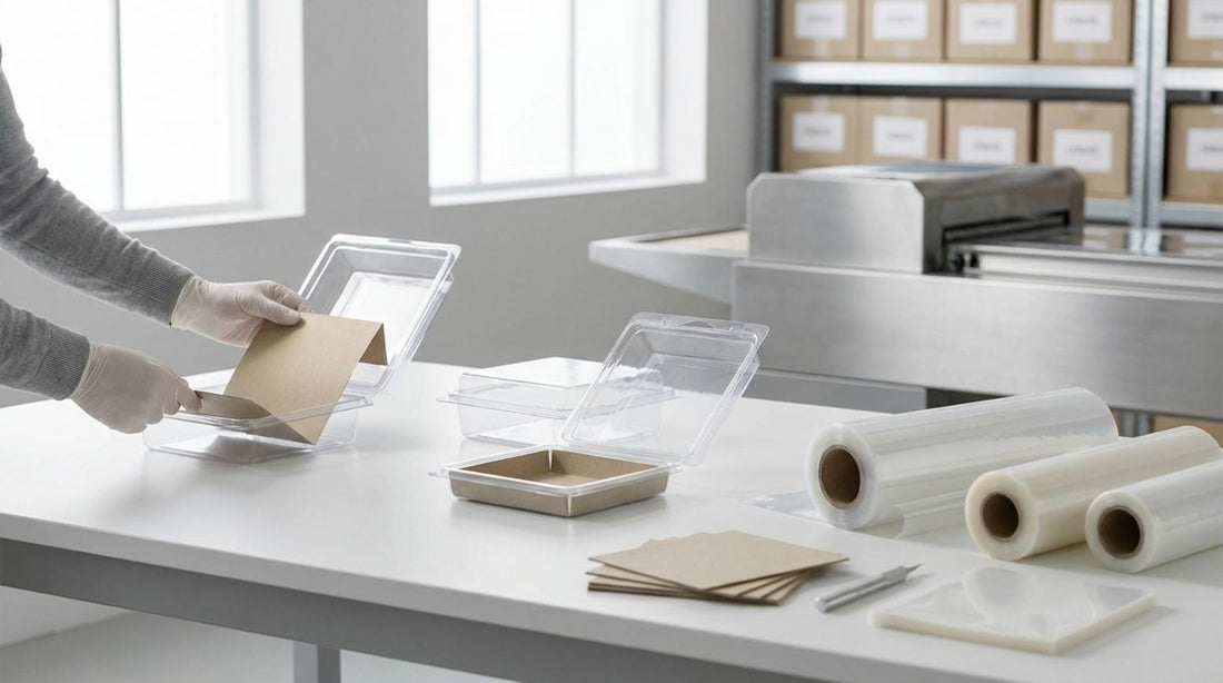  Professional shot of clear clamshell packaging, showcasing design and sustainability in retail.